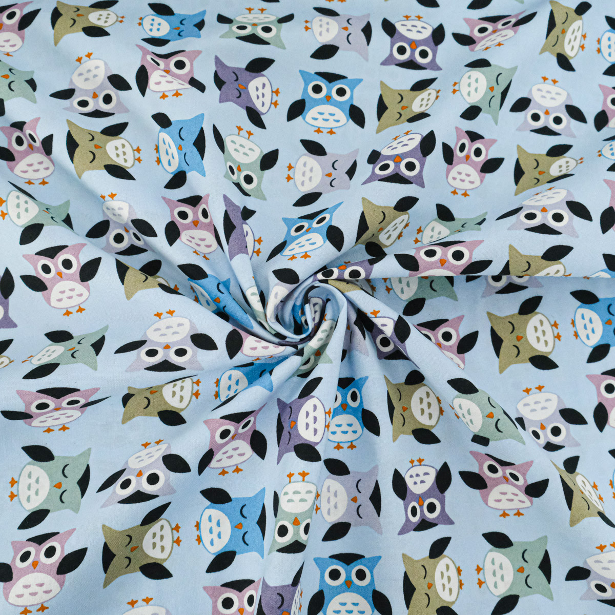 Multicolored Owl Print Poplin - Maison Klem